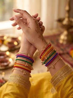 NUI - Gold Plated Kashmiri Bangle for Women (Pack of 18)