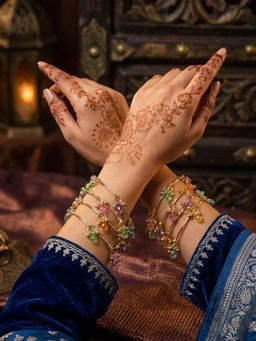 NUI - Gold Plated Kashmiri Bangle for Women (Pack of 8)