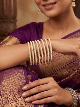 NUI - Gold Plated Ethnic Bangle for Women (Pack of 8)