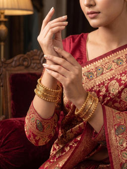 NUI - Gold Plated Ethnic Chuda Bangle for Women (Pack of 18)