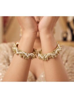 NUI - White Gold Plated Ethnic Bangles for Women (Pack of 2)