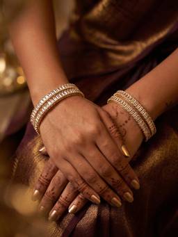 NUI - Gold Plated Stone Studded Bangles for Women (Pack of 4)