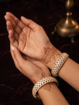 NUI - Gold-Plated Stone Studded Classic and Elegant Bangles (Pack of 2)