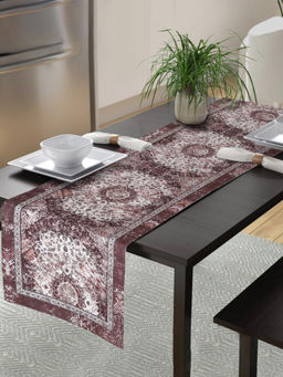 HOSTA HOMES - Velvet Floral Design Digitally Printed Dining Table Runner (6 Seater)