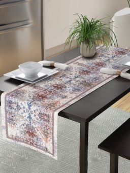 HOSTA HOMES - Velvet Abstract Design Digitally Printed Dining Table Runner (6 Seater)