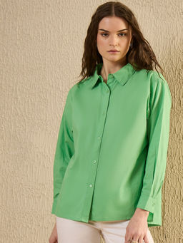 SAY - Women Green Solid Shirt