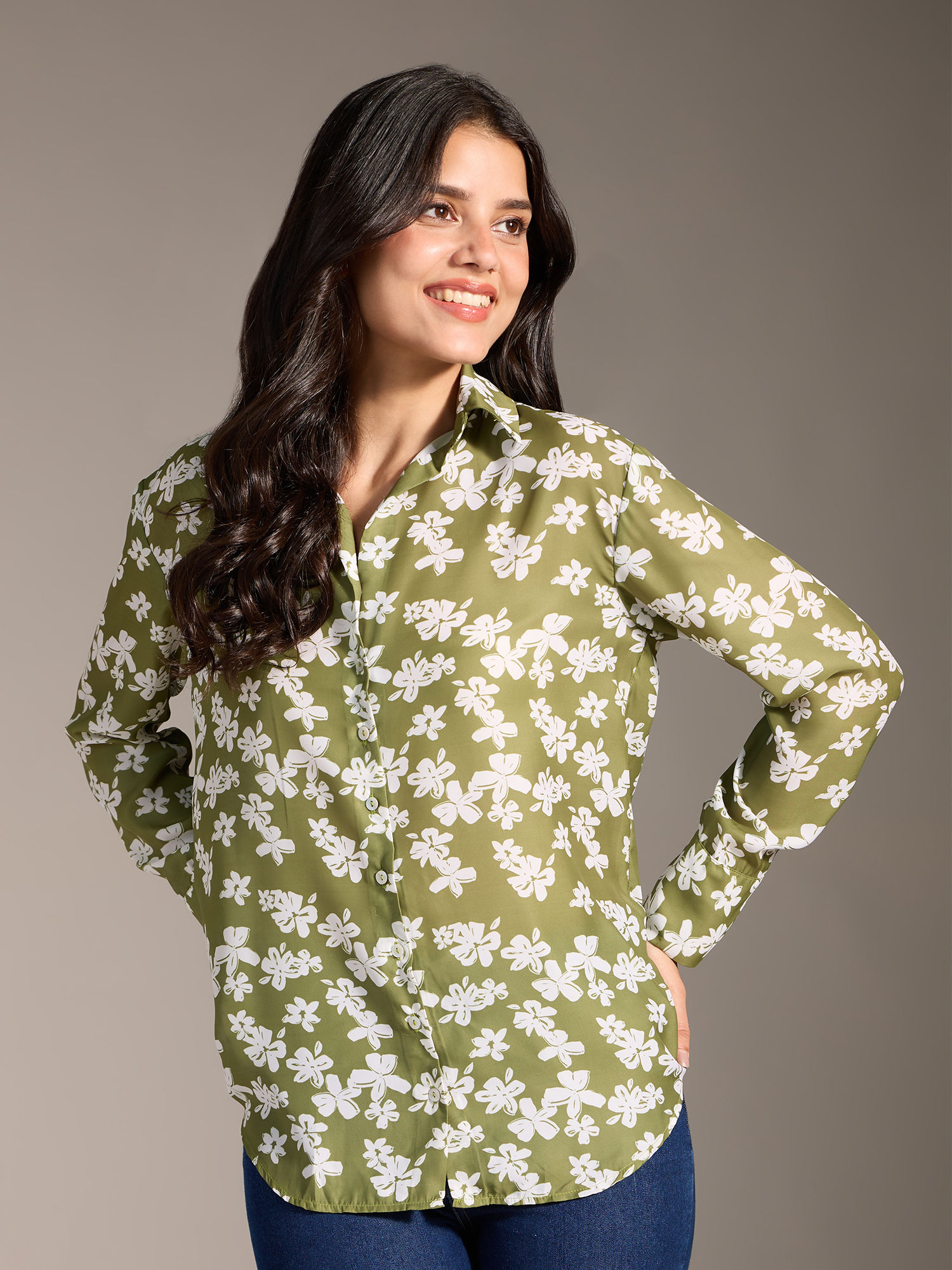 Buy Twenty Dresses by Nykaa Fashion Olive Green and White Floral