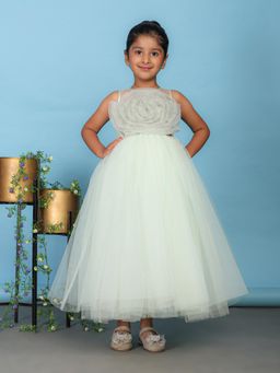 Toy Balloon Kids - Light Green Full Length Girls Party Wear Dress