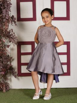 Toy Balloon Kids - Grey High Low Girls Party Wear Dress