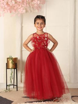 Toy Balloon Kids - Burgundy Full Length Girls Party Wear Dress