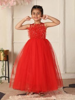 Toy Balloon Kids - Red Full Length Girls Party Wear Dress