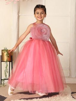 Toy Balloon Kids - Rose Pink Full Length Girls Party Wear Dress