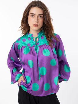 RAREISM - Brust Polka Print Ballon Sleeve Top