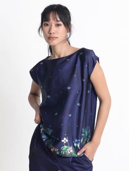 RAREISM - Kern Botanical Print Boat Neck Top