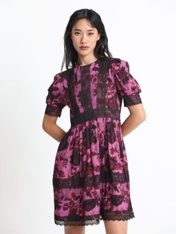 RAREISM - Marte Floral Print Lace Detail Dress