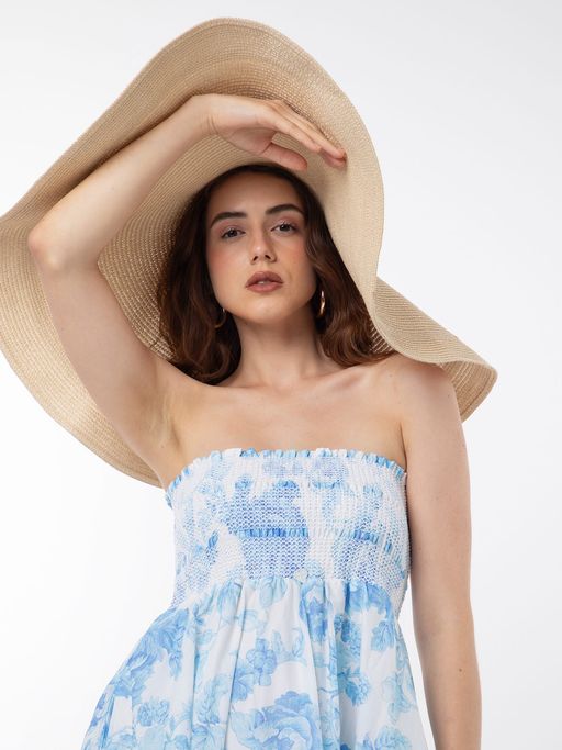 green emerald velvet dress Sky Blue Linen Blend Tube Flared Maxi Dress with Pockets – Kaoribyshreya main image 0