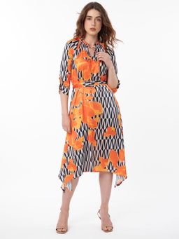 RAREISM - Sings Abstract Asymmetrical Dress with Belt (Set of 2)