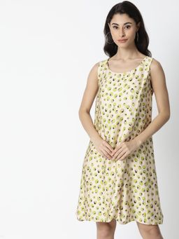 RAREISM - Vian Print Pleated Front Knee Length Dress