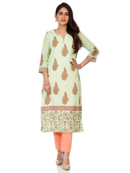 Biba - Mint Green Straight Printed Kurta