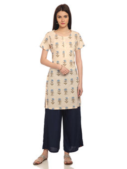Biba - Beige Floral Kurti