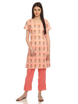 Biba - Peach Floral Kurti