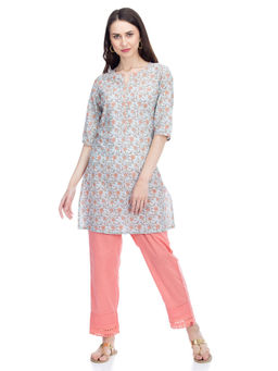 Biba - Blue Floral Straight Kurti