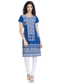 Biba - Blue Straight Printed Kurta
