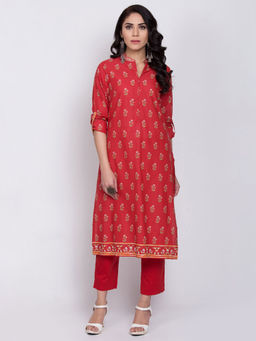 Biba - Red Floral Kurta