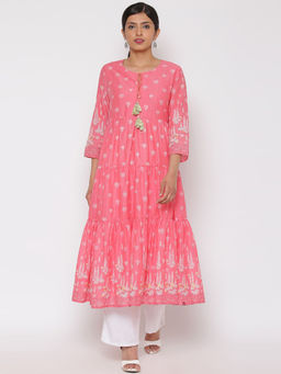 Biba - Pink Printed Kurta