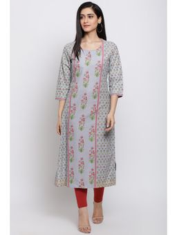 Biba - Grey Floral Kurta