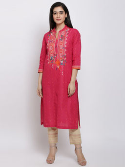 Biba - Fuchsia Printed Kurta