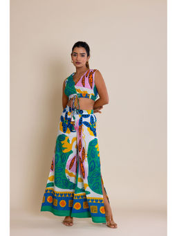 LABEL REYYA - Graffiti Print Crop Top with Palazzos Co-Ord (Set of 2)