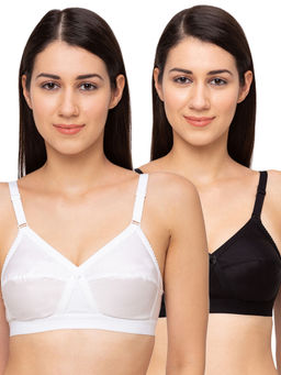 Juliet - Womens Non Padded Non Wired Bra Combo Camme White Black