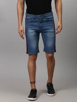 Campus Sutra - Men Side Striped Stylish Casual Denim Shorts