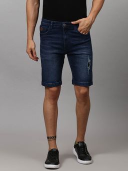 Campus Sutra - Men Front Patch Stylish Casual Denim Shorts