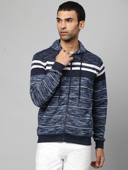 Campus Sutra - Men Striped Full Sleeve Stylish Casual Zipper Hooded Sweatshirts