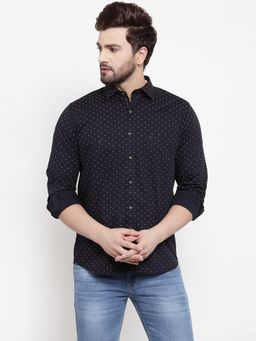 Cantabil - Navy Blue Printed Shirt