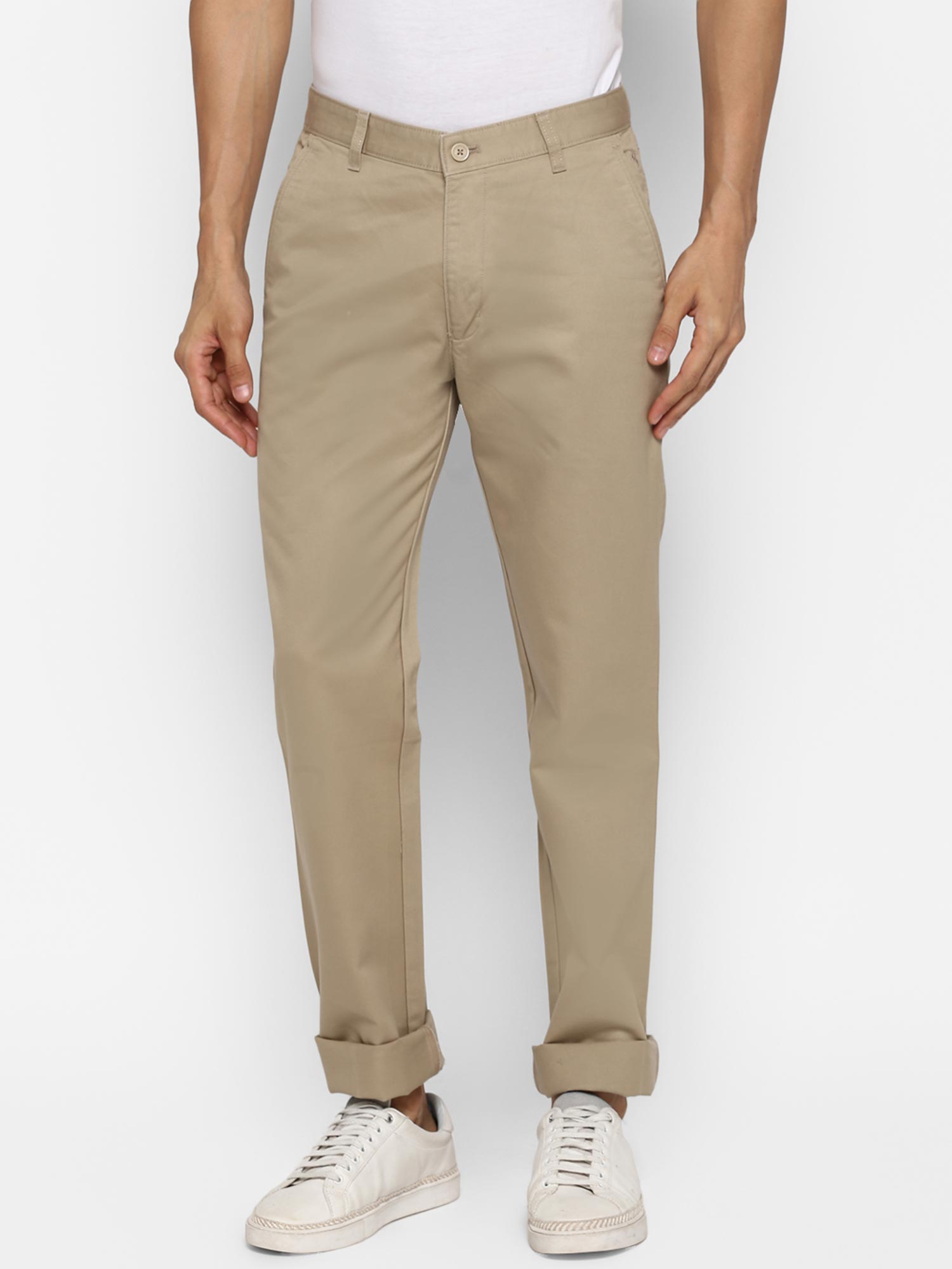 Buy Cantabil Beige Solid Trouser Online 