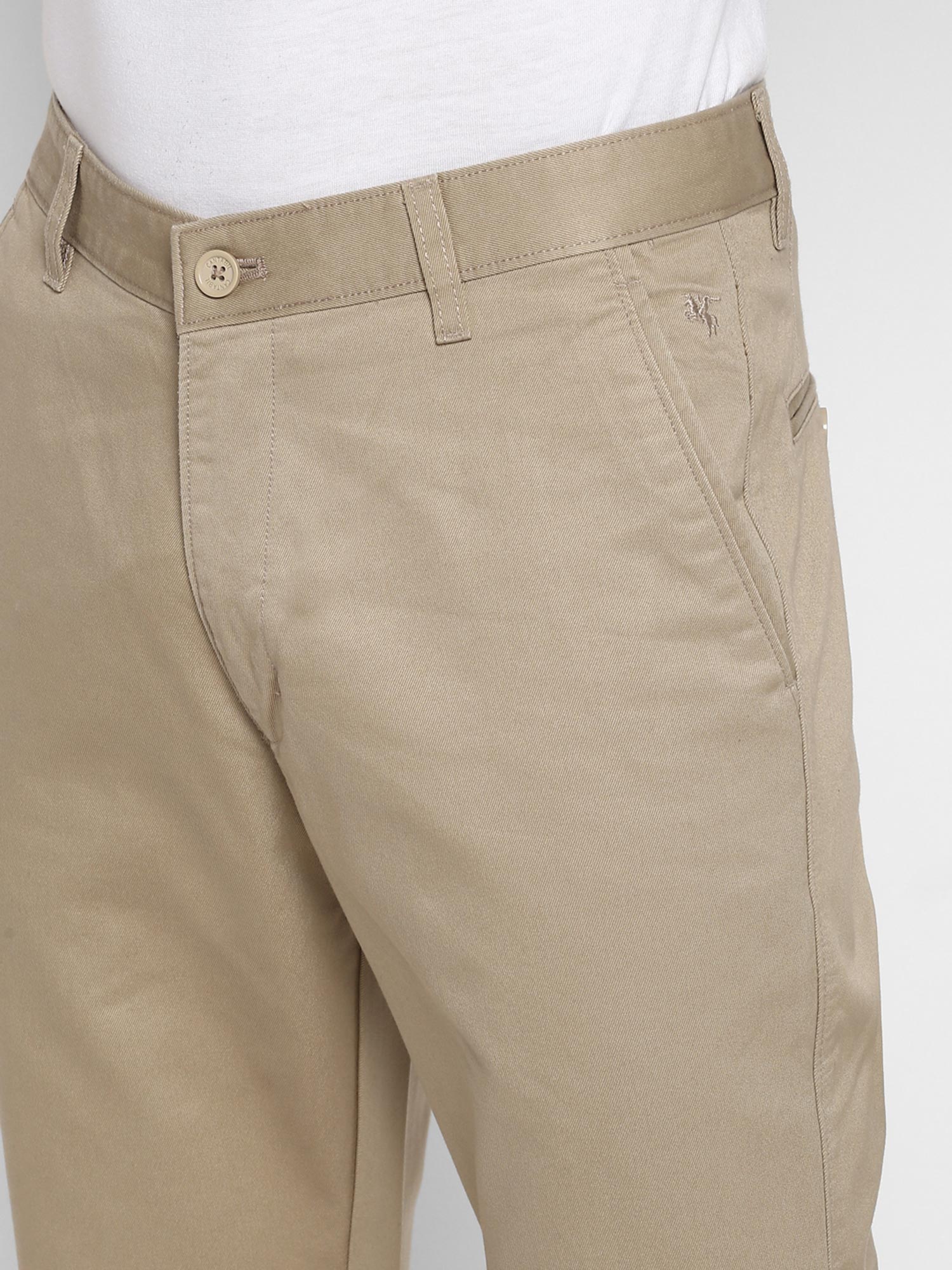 Buy Cantabil Beige Solid Trouser Online 