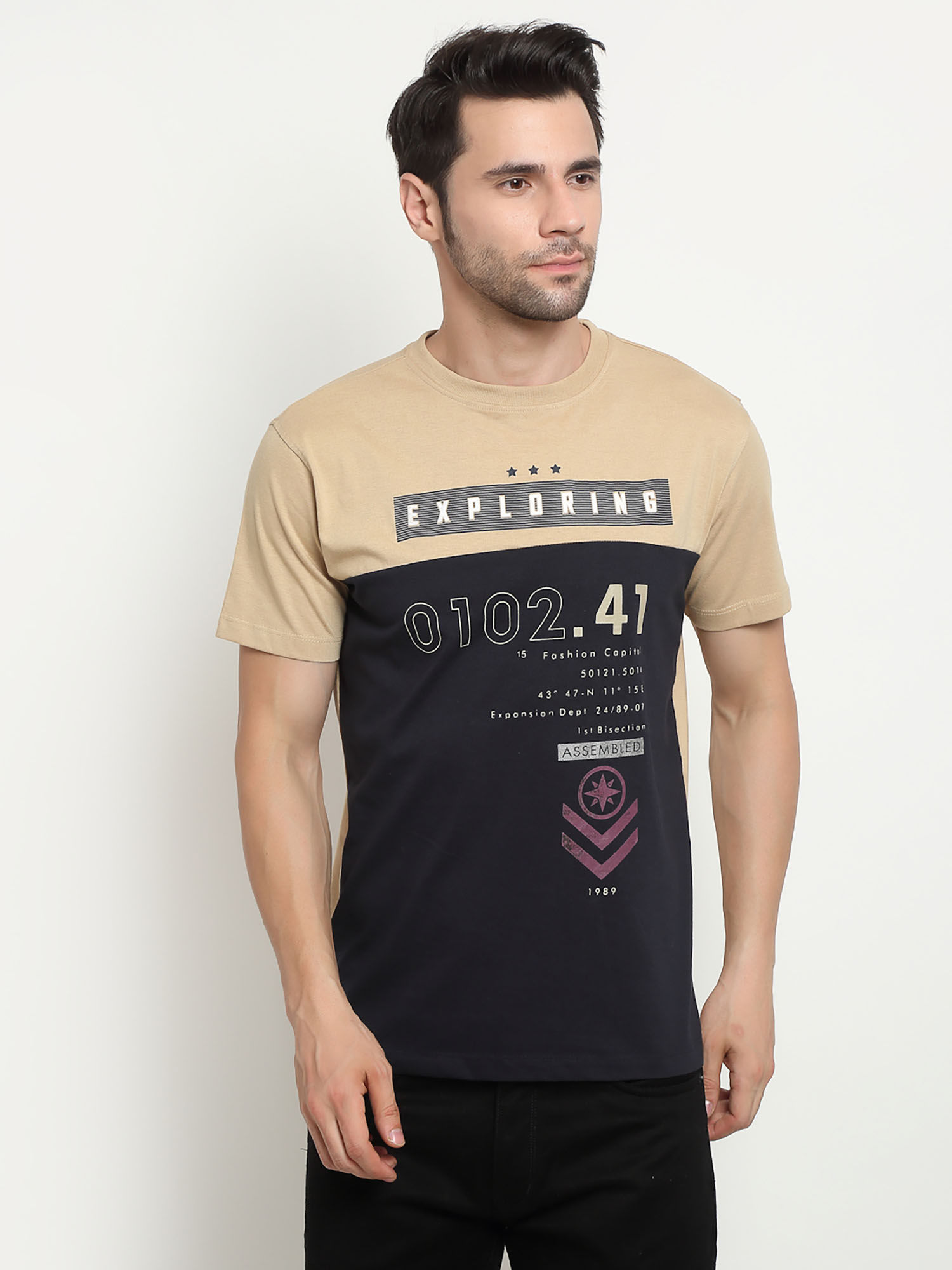 Buy Cantabil Light Brown Mens T-shirt 