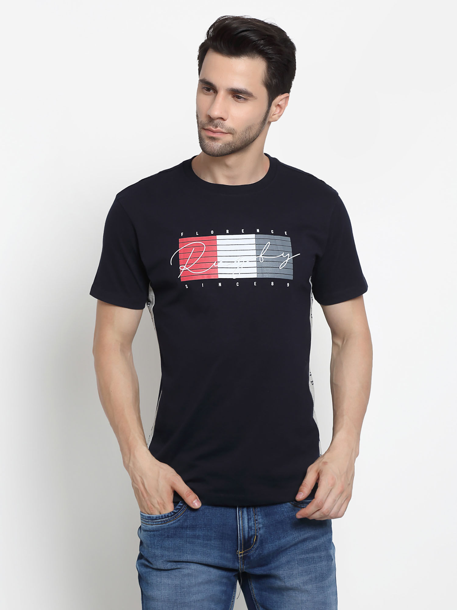 Buy Cantabil Navy Blue Mens T-shirt 