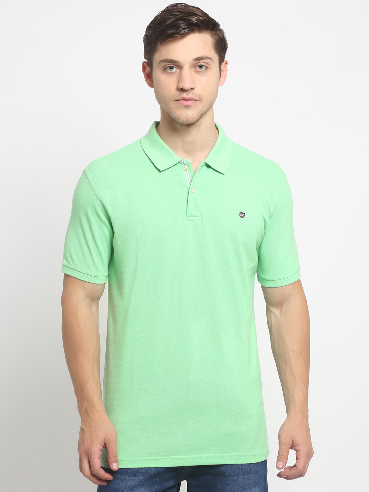 Buy Cantabil Green Solid Polo T-Shirt 