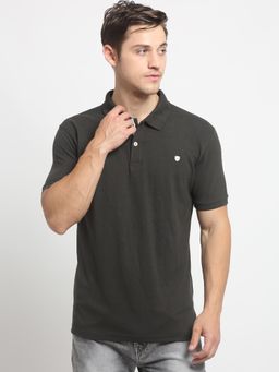 Cantabil - Olive Solid Polo T-Shirt
