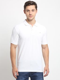 Cantabil - White Solid Polo T-Shirt
