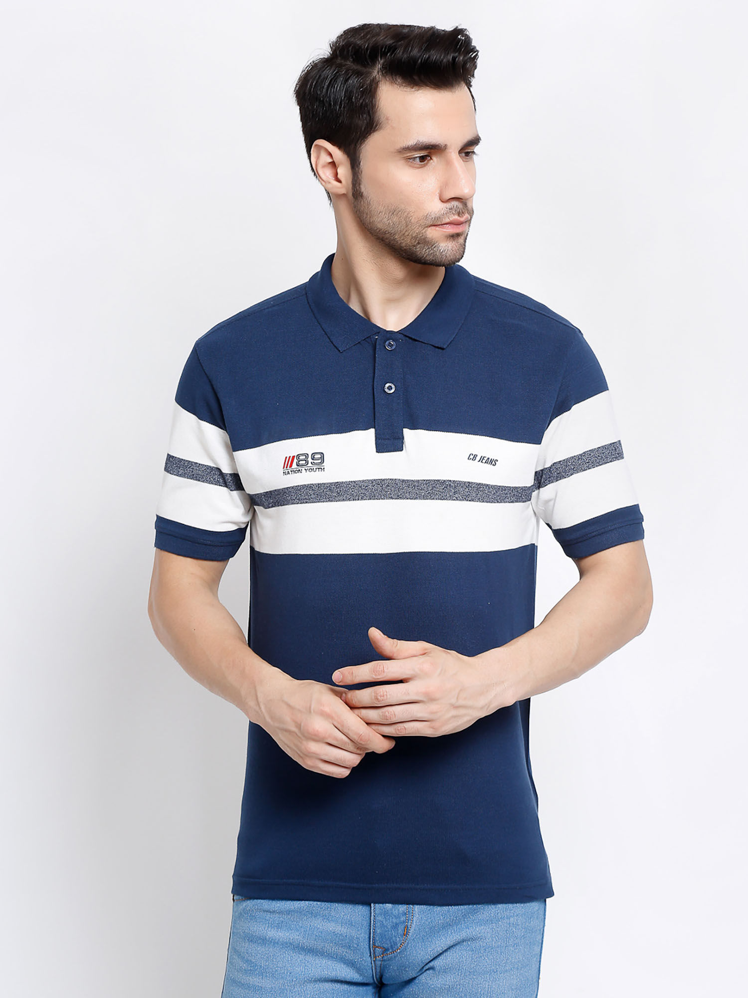 Buy Cantabil Blue Mens Polo T-shirt 