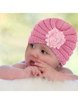 Baby Moo - Floral Pink Turban Cap