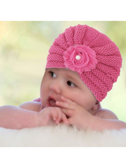 Baby Moo - Floral Hot Pink Turban Cap