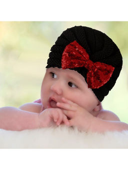 Baby Moo - Partywear Black Turban Cap