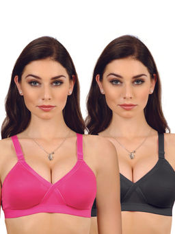 Groversons Paris Beauty - X frame Cotton Rich Support Ultra Stretch M Frame Bra-PO2