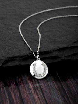 Carlton London - Carlton London-Silver Toned - Rhodium Plated CZ Stone Necklace